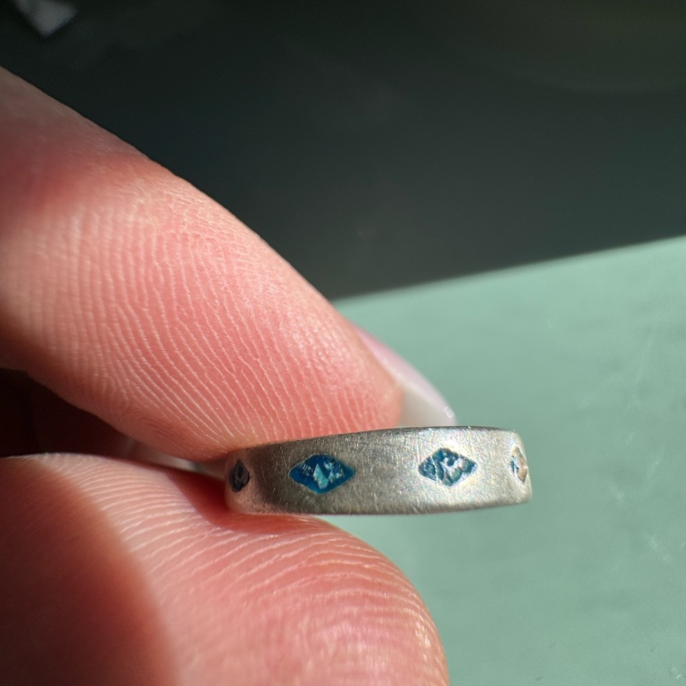 MEXICO Sterling Silver Turquoise Inlay Ring Size 6.5 1.3g - Picture 3 of 12